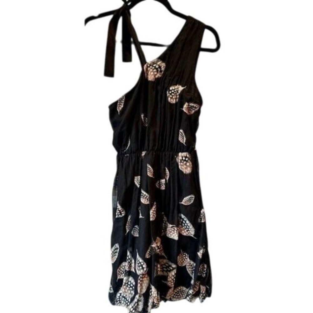 Tanya Taylor‎ Ira Bubble Hem Black Dress Double Layered Print Lined New Size L